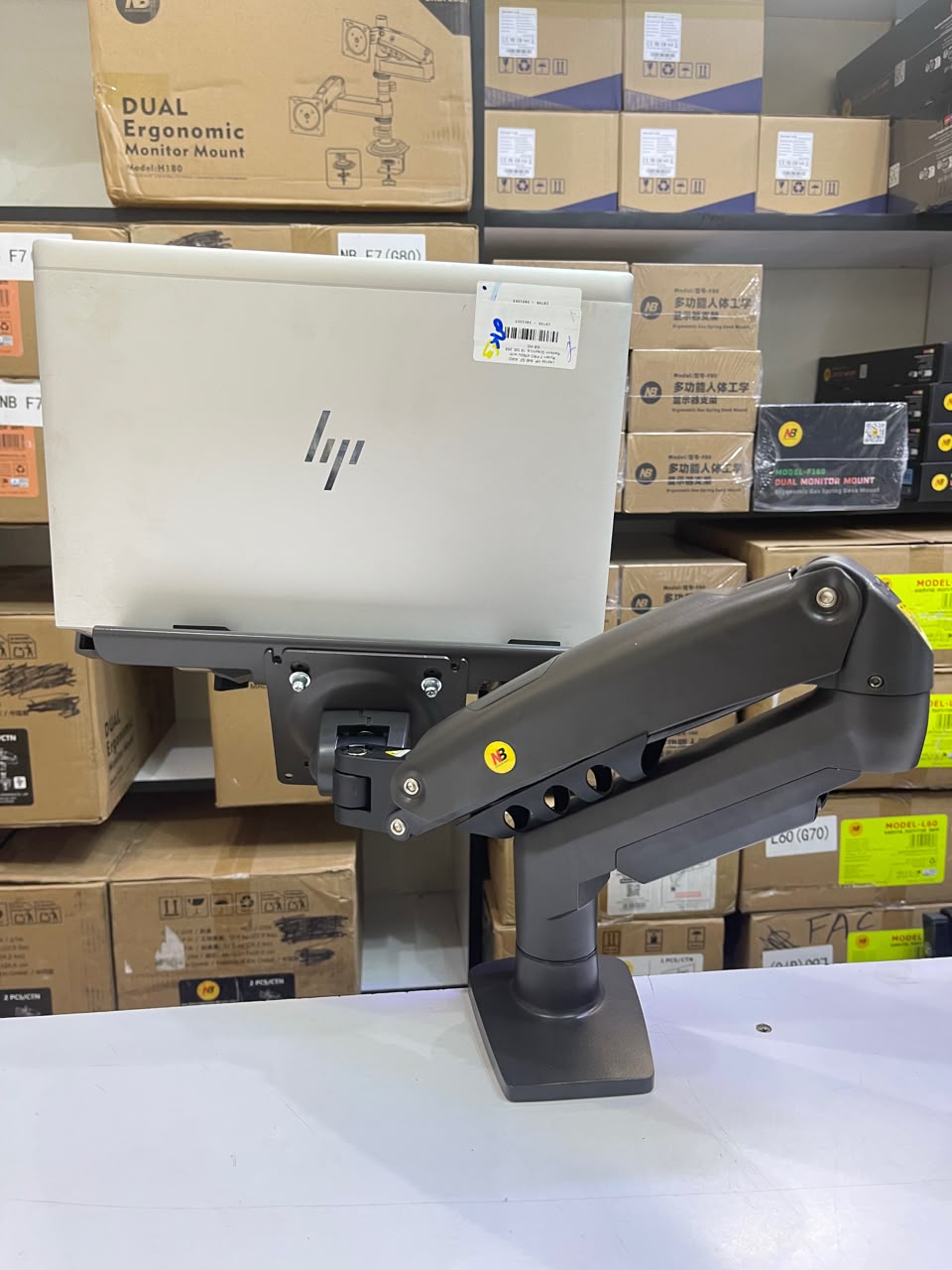 Laptop Tray Mounted On a Monitor Arm,with North Bayou F80 Single Arm. product photo