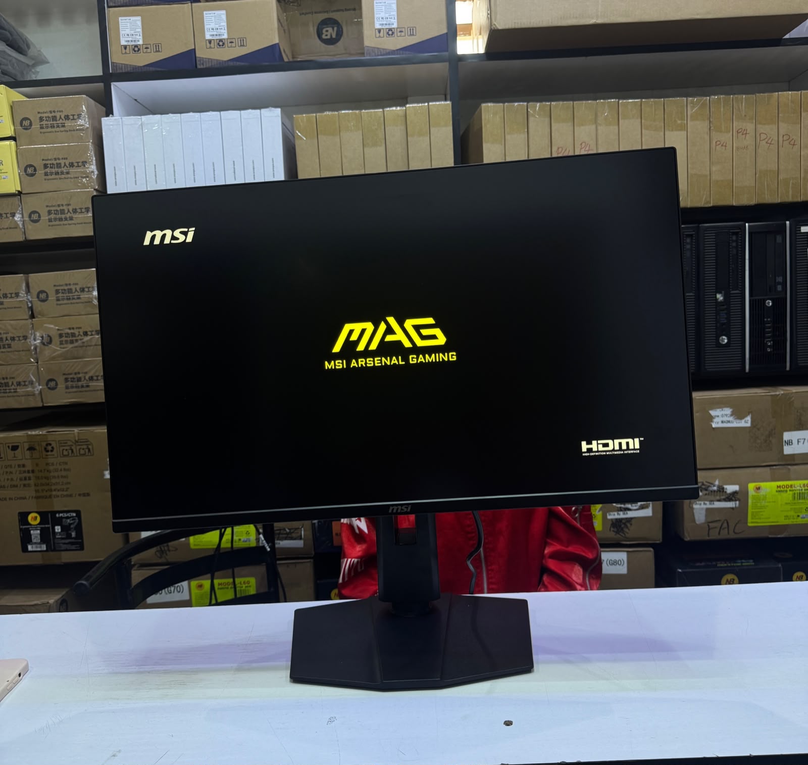 BRAND NEW MSI MAG 275UPD E14 27” gaming monitor. Featuring Dual Mode with Normal: 3840 x 2160 (4K UHD) at 144Hz Dual Mode: 1920 x 1080 (FHD) @ 288Hz 1ms Response time , Inbuilt speakers, Dual HDMI & Display Port , Vesa Mountable. product photo